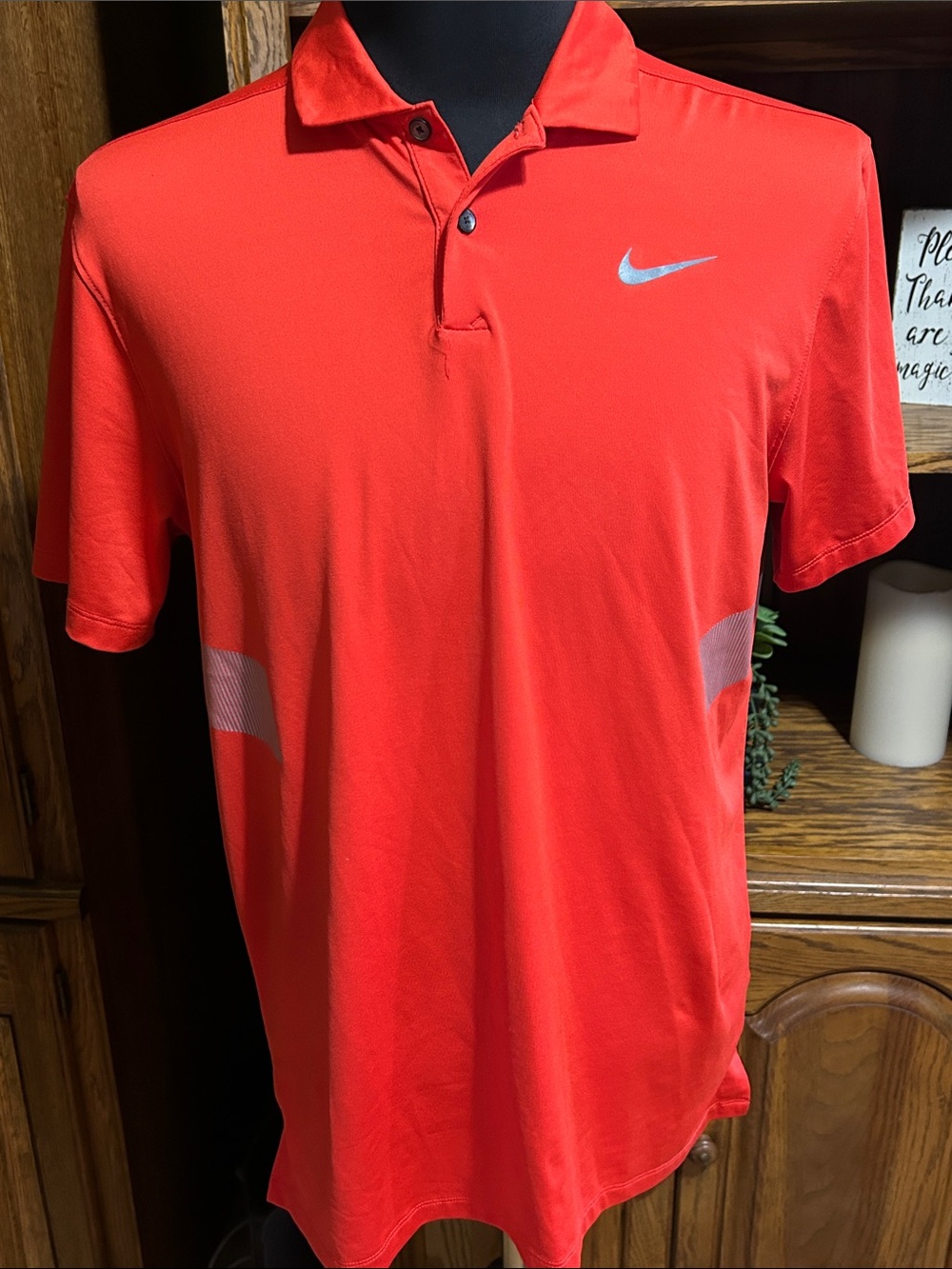 Nike Men's Bright Red Performance Polo with Silver Swoosh Small